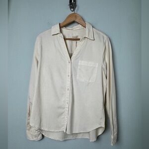 NWT Thread & Supply Off White V-Neck Button Down Shirt Style#‎ T2847TCWTS Size M